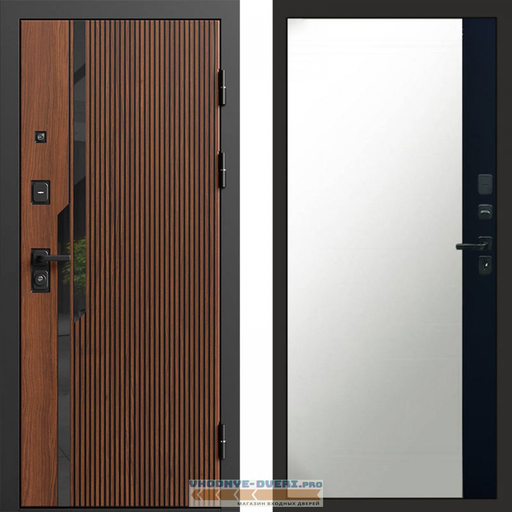 Дверь Termo Door Флекс Бетон Зеркало фацет Черный кварц